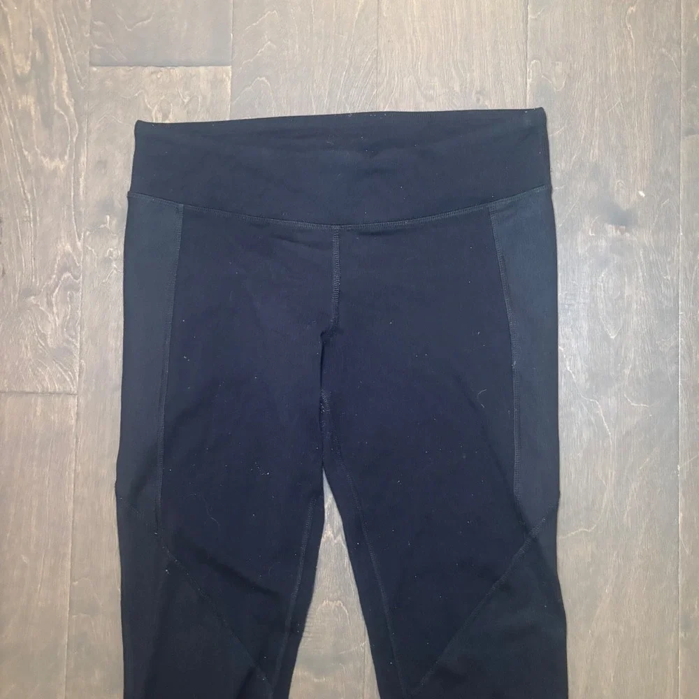 Alo Yoga Womens Black Paneled Ankle Zip Performance Leggings Size Medium